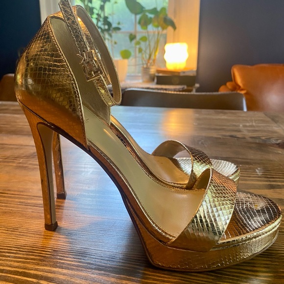 Jordyn Metallic Snake Embossed Leather Platform Sandal - Picture 5 of 9